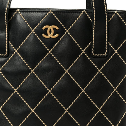 Calfskin Wild Stitch Tote Black