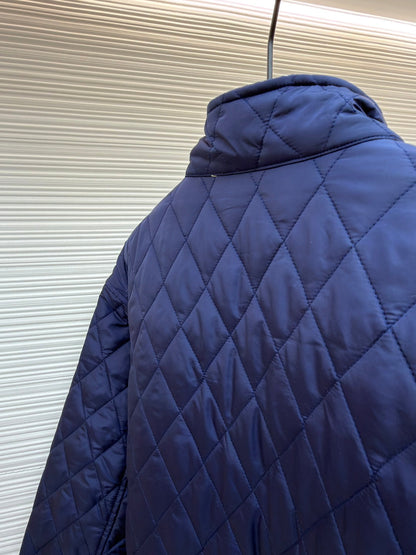Burberry 25 Quilted Down Jacket Blue Nylon Fabric