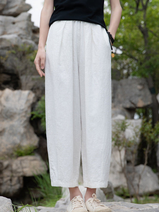 Loose Wide Leg Elasticity Solid Color Casual Pants Bottoms