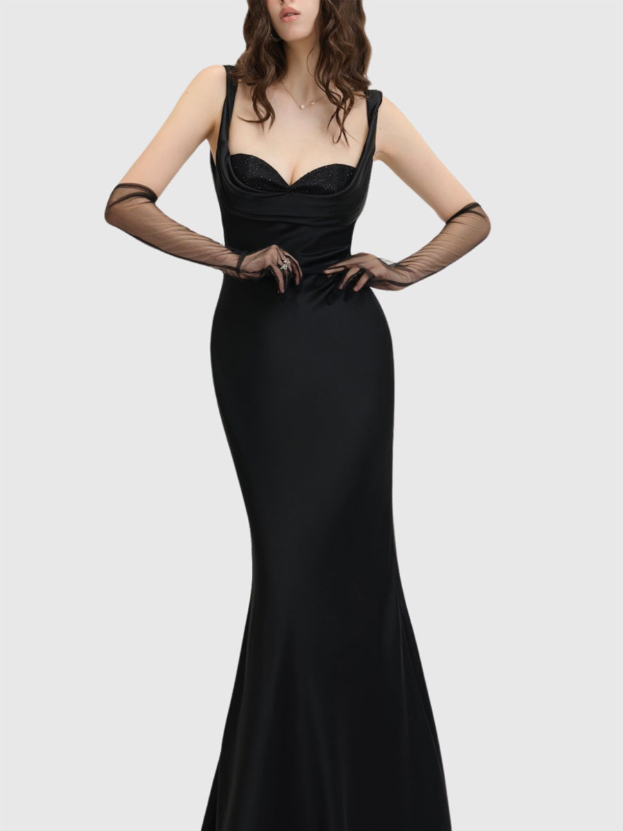 Danica Satin Draped Maxi Dress