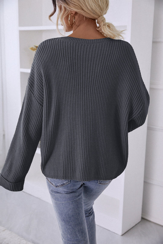 Pocket Oversized Knitted Pullover Sweater