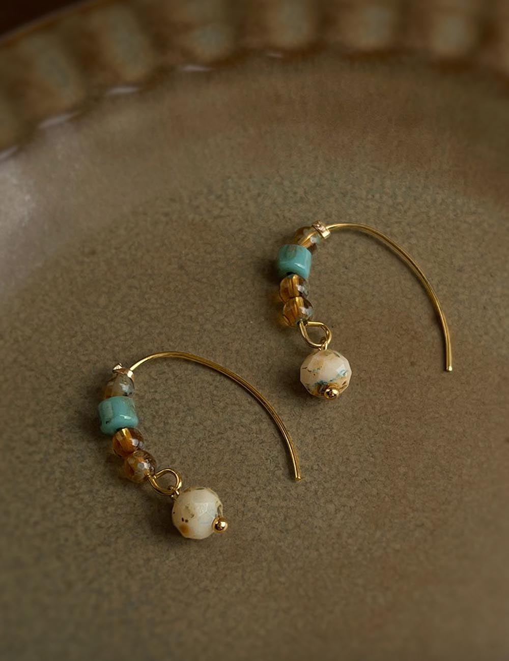 Vintage Handmade Glass Bead Dangle Earrings