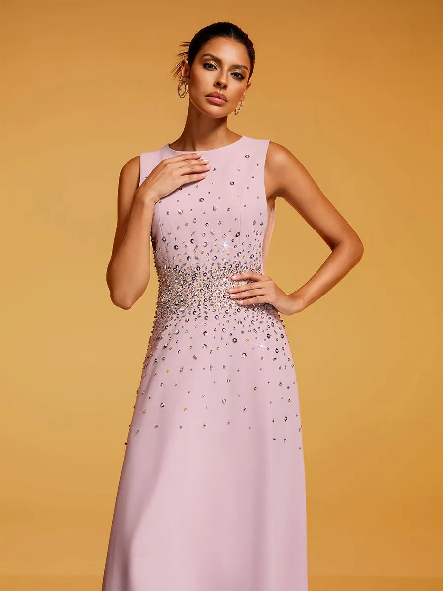 Sienna Sleeveless Rhinestone Maxi Dress