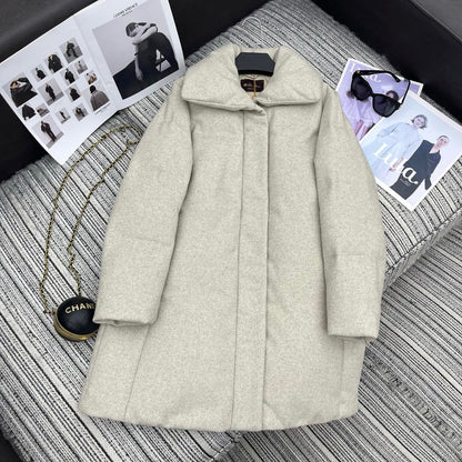 LP 25 Mid-Length Jacket Ivory Wool Fabric Down 308184
