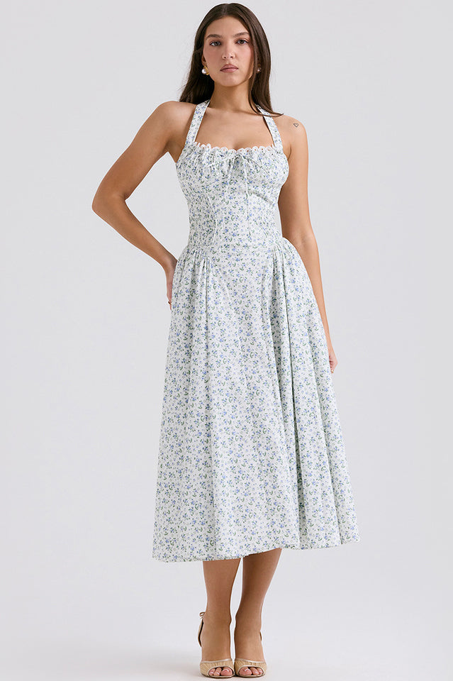 Adabella Cotton Halter Midi Sundress