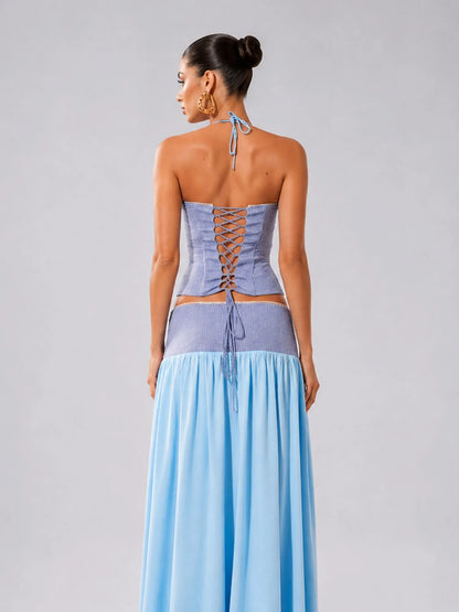 Clarissa Color-blocked Maxi Skirt Two Piece Set