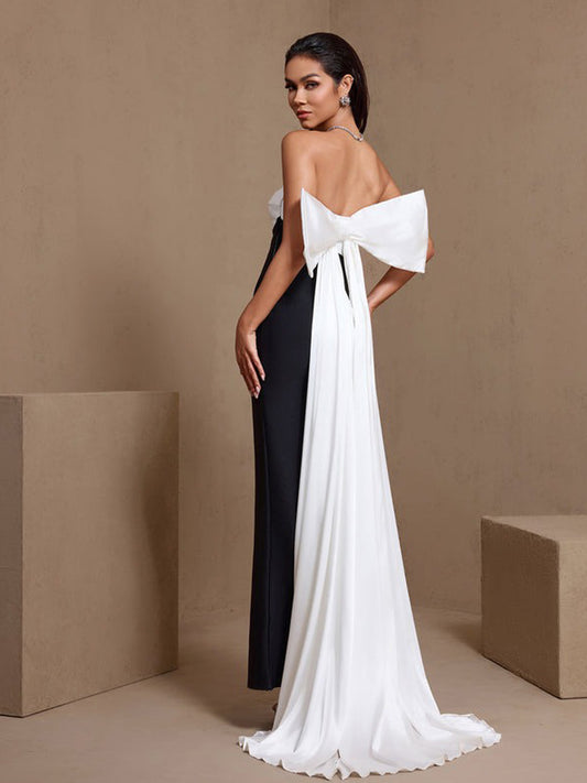 Liora Bowknot High Slit Bandage Maxi Dress