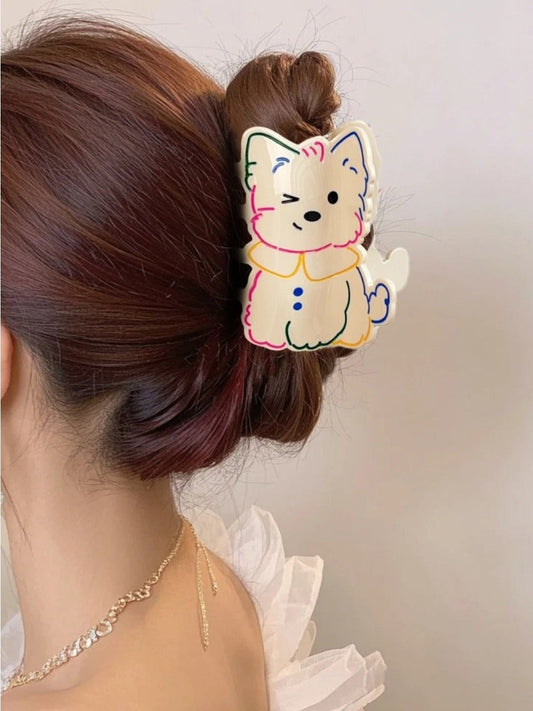 Clio - White Westie Dog-Shaped Hair Clips