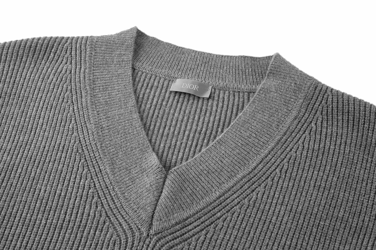 CD V-neck Sweater Grey Polyamide Wool