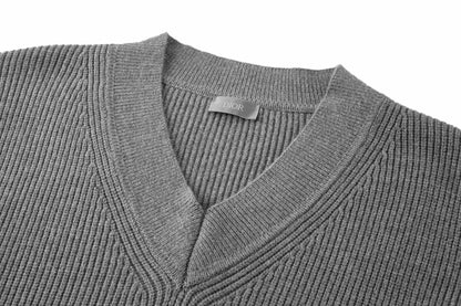 CD V-neck Sweater Grey Polyamide Wool