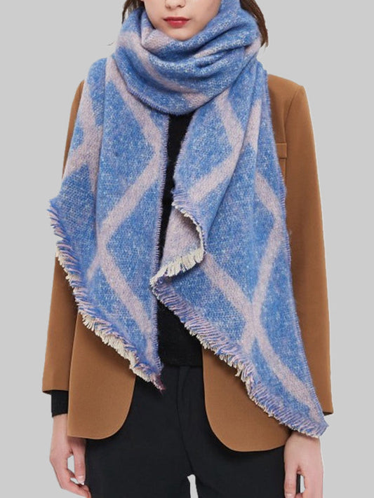 Fringed Keep Warm Plaid Shawl&Scarf