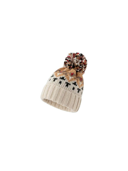 Haila - Winter Knitted Beanie with Colorful Pompom