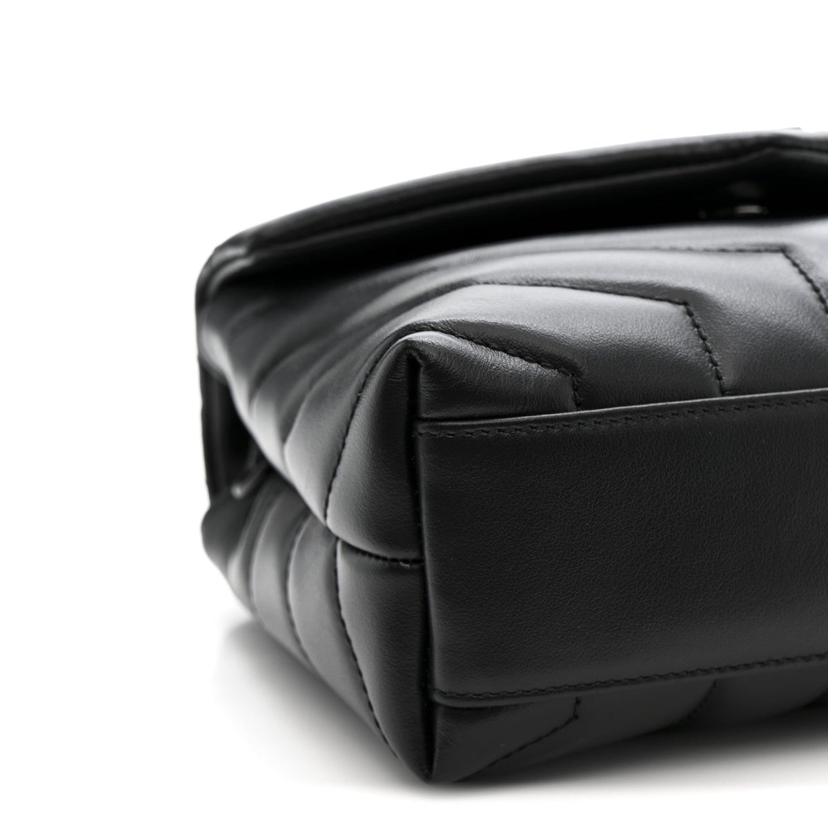 Calfskin Y Quilted Monogram Monochrome Toy Loulou Crossbody Bag Black