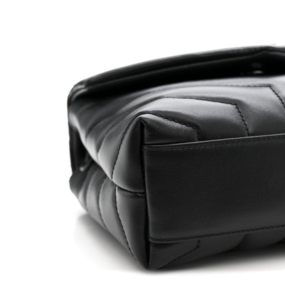 Calfskin Y Quilted Monogram Monochrome Toy Loulou Crossbody Bag Black