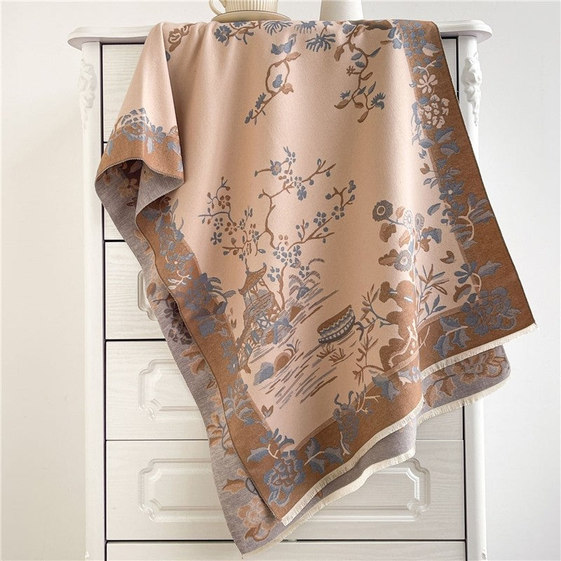 Jacquard Fringed Cashmere-Like Scarf