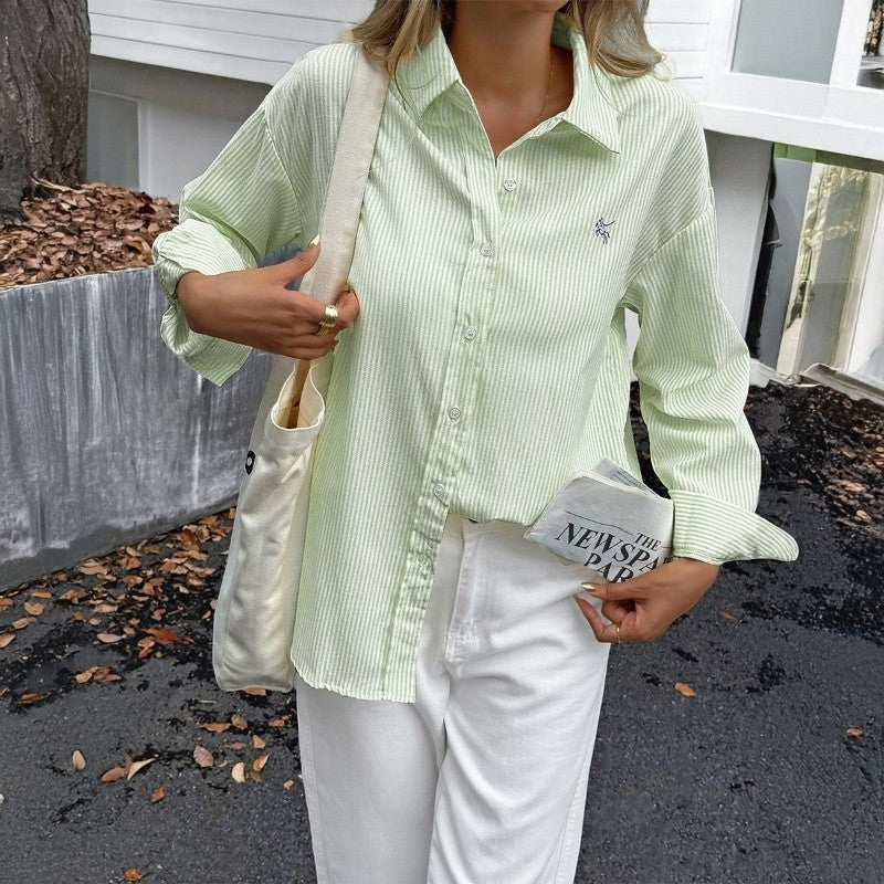 Striped Collar Long Sleeve Shirt