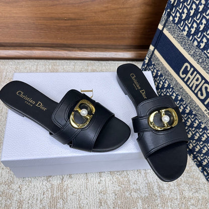 CD Montaigne Sandals Black in Calfskin 598176