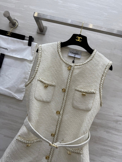 CC 25 Lady Vest Ivory Cotton