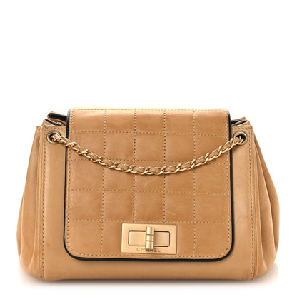 Lambskin Chocolate Bar Accordion Reissue Flap Beige