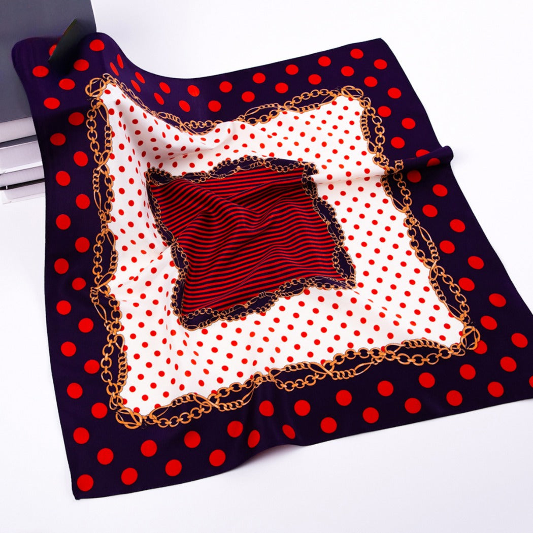 Scarvii - Vintage Polka Dot And Chain Print Scarf