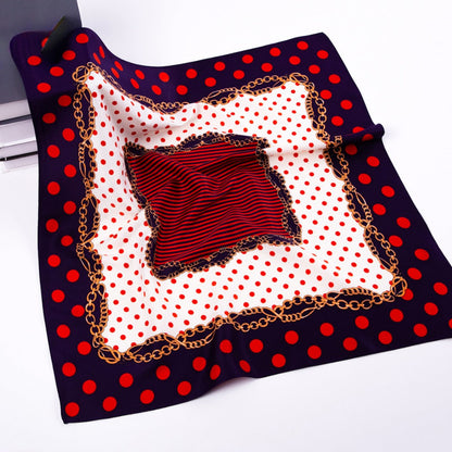 Scarvii - Vintage Polka Dot And Chain Print Scarf