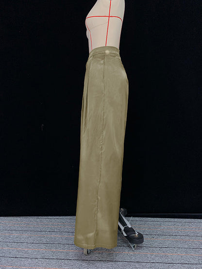 High Waisted Long Sleeves Drawstring Hooded Solid Color Split-Joint Hooded Pants Set Two Pieces Set Two-Piece Sets