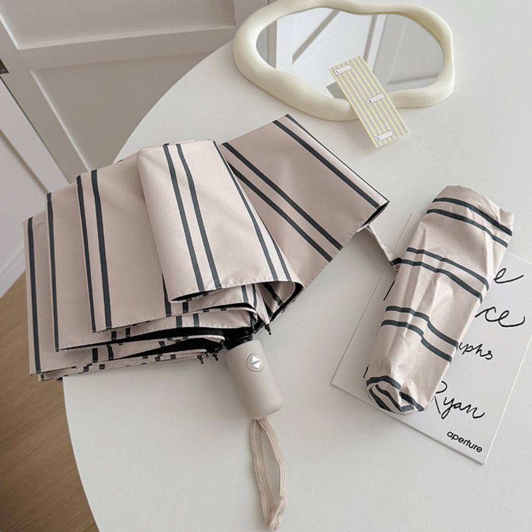 Rano - Beige &amp; Green Stripe Compact Umbrella (Auto/Manual)