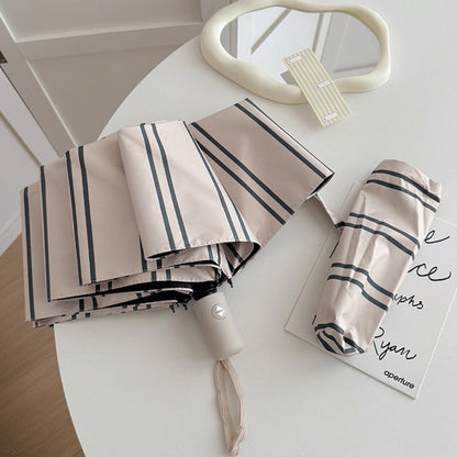 Rano - Beige &amp; Green Stripe Compact Umbrella (Auto/Manual)