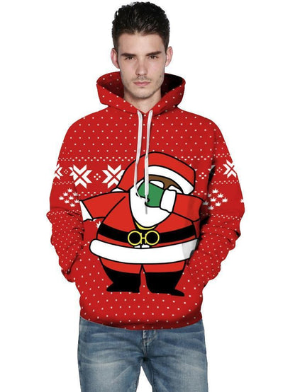 Santa Claus Pattern Street Fashion Digital Printing Couple Loose Sweater
