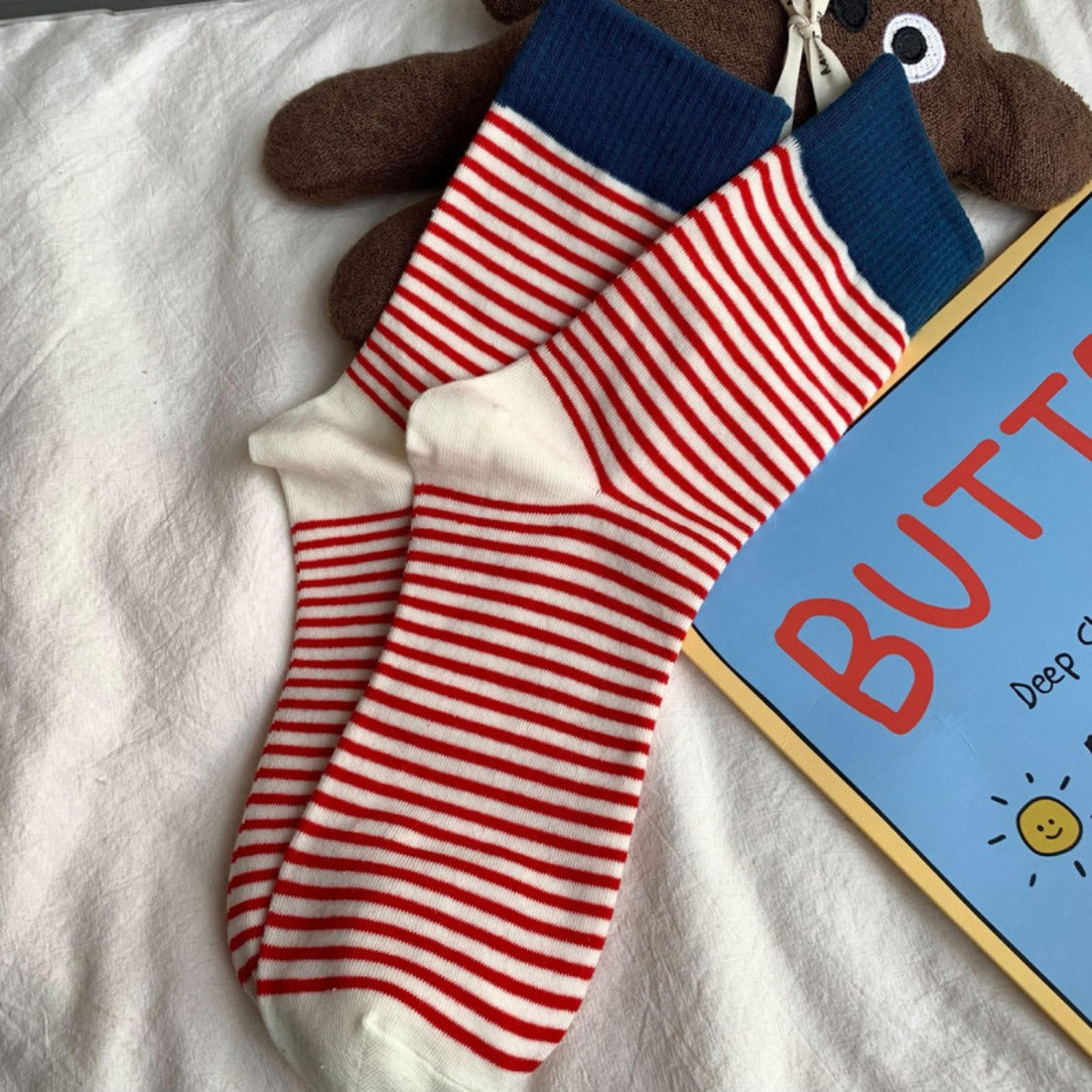 Rufia - Colorful Striped Mid-Calf Socks for Autumn-Winter