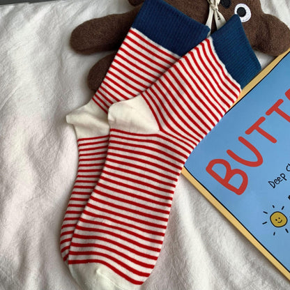 Rufia - Colorful Striped Mid-Calf Socks for Autumn-Winter