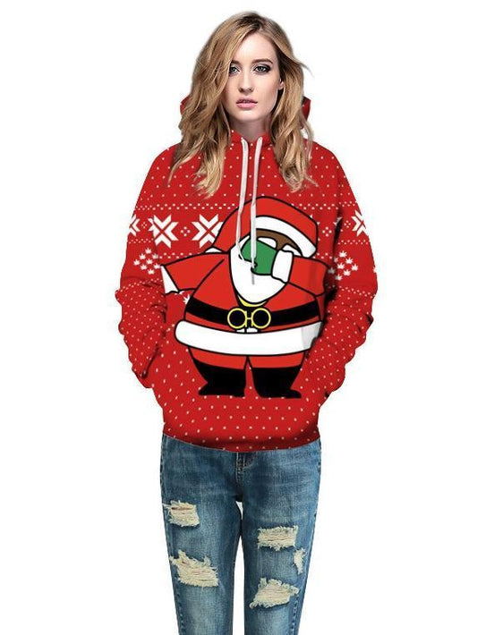 Santa Claus Pattern Street Fashion Digital Printing Couple Loose Sweater