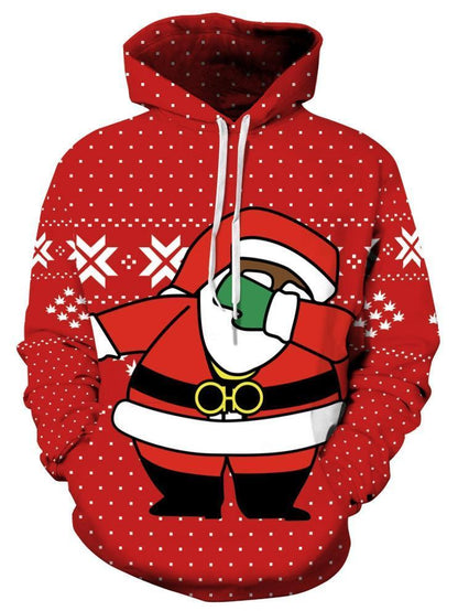 Santa Claus Pattern Street Fashion Digital Printing Couple Loose Sweater