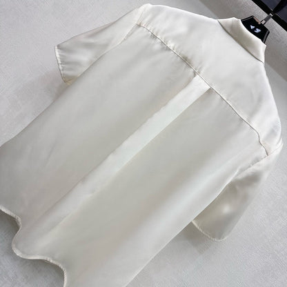 Celine Tie-neck Silk Blouse Ecru Mulberry Silk 351863