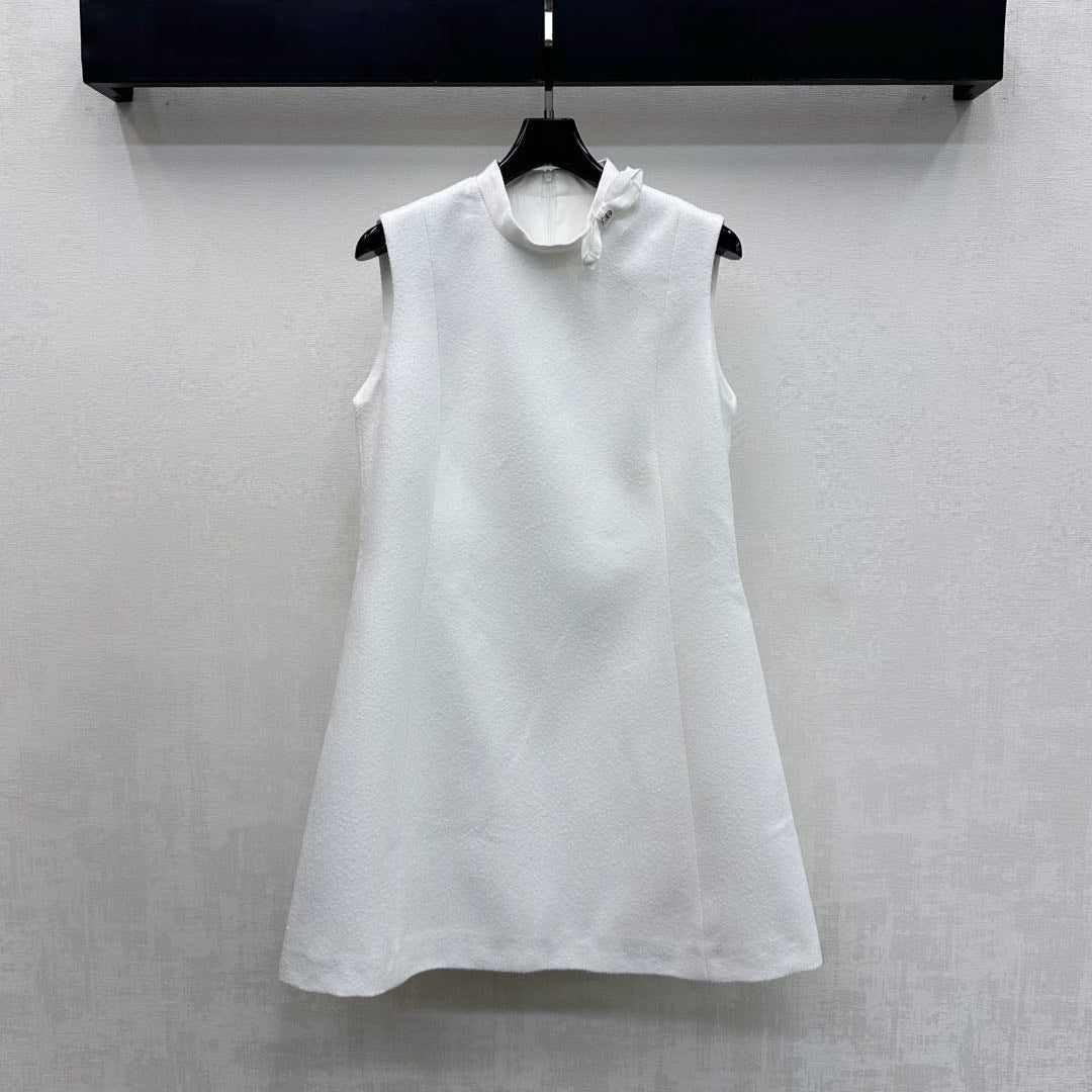 CD Logo-embellished Coarse Vest Dress White Polyester 350334