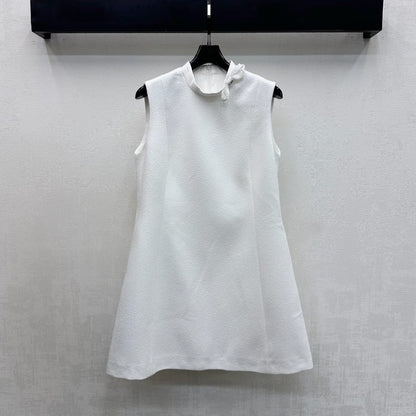 CD Logo-embellished Coarse Vest Dress White Polyester 350334