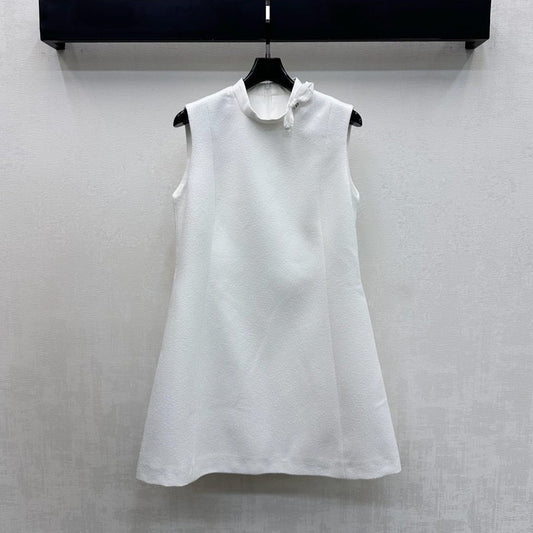 CD Logo-embellished Coarse Vest Dress White Polyester 350334