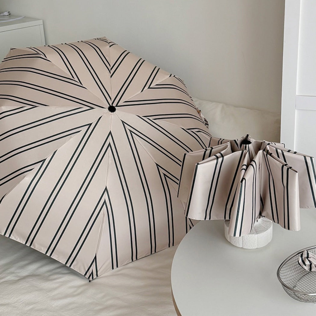 Rano - Beige &amp; Green Stripe Compact Umbrella (Auto/Manual)
