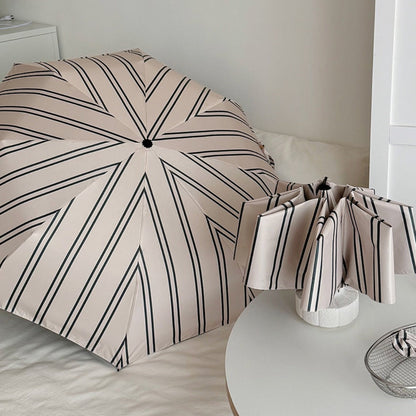 Rano - Beige &amp; Green Stripe Compact Umbrella (Auto/Manual)