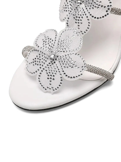 Rowena Rhinestone Floral Open-Toe High-Heel Sandals