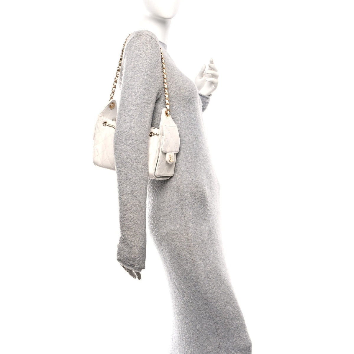 Caviar Quilted Mini Chanel 25 Handbag White
