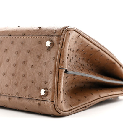 Ostrich Medium Zumi Top Handle Bag Brown