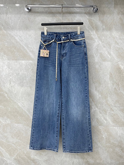 CC Straight-leg Jeans Wash Blue Denim Fabric 351241