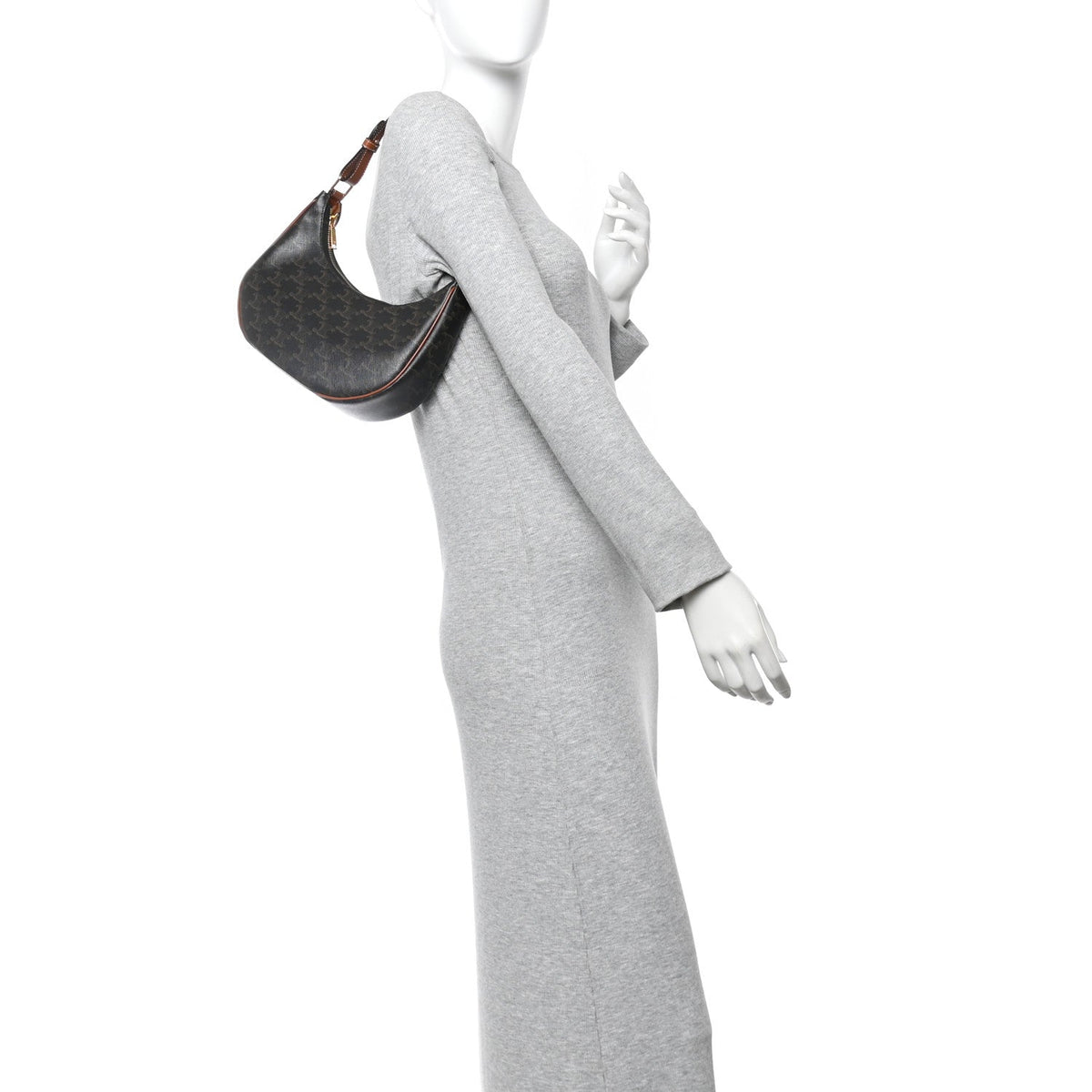 Triomphe Canvas Calfskin Ava Shoulder Bag Tan