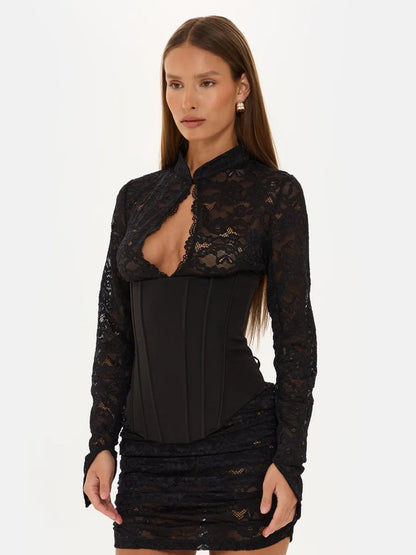 Brooklyn Black Lace Corset Mini Dress