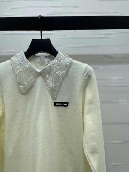 MIUMIU LACE-COLLAR SWEATER STYLE 815
