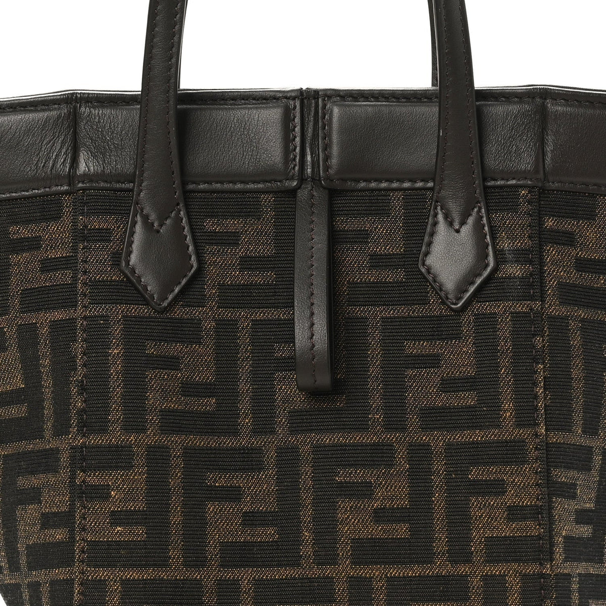 Fabric Jacquard Vitello Grace FF 1974 Mini Fendi Origami Tobacco Moro Ebano