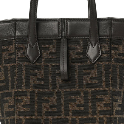 Fabric Jacquard Vitello Grace FF 1974 Mini Fendi Origami Tobacco Moro Ebano
