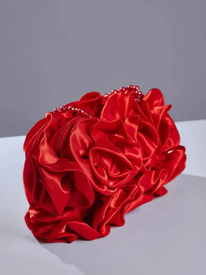 Adahy Flower Satin Bag In Red
