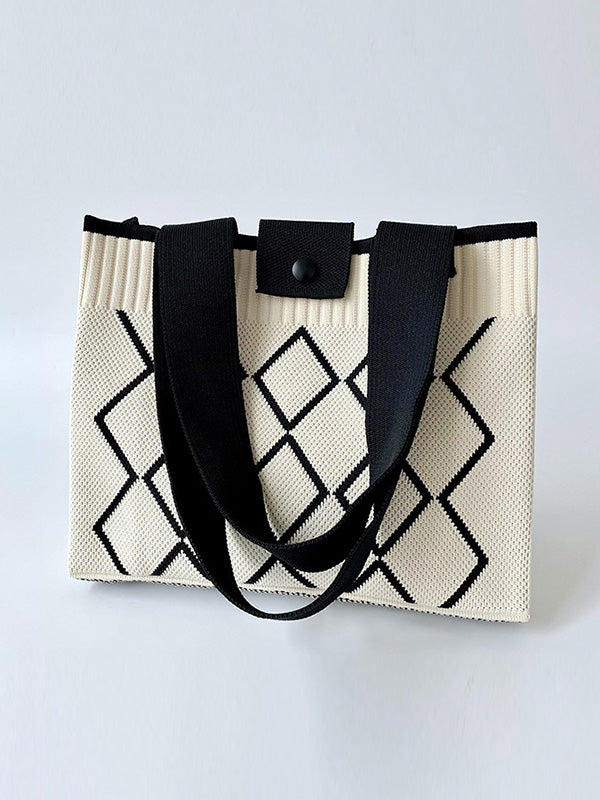 Plaid Pleated Woven Bags Handbags